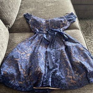 Navy blue lace flowy dress